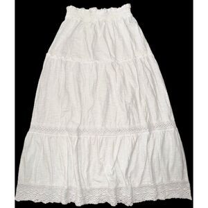 Aerie American Eagle Womens S Happiest maxi skirt White crochet lace tiered knit